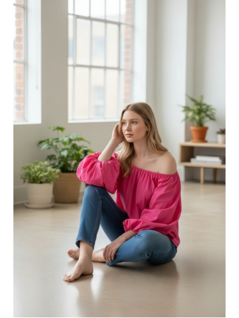 Guest Editor Pink Puff Sleeve Crop Top Large